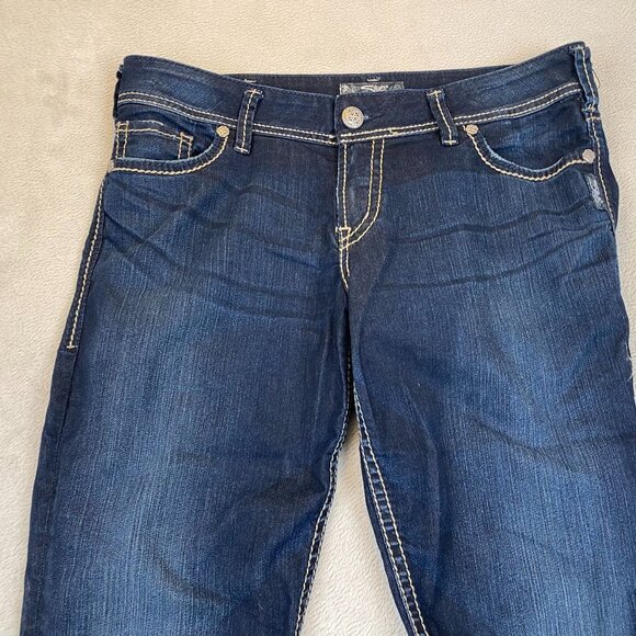 Silver Jeans Woman's Suki Capri Jeans W33 Dark Wash Cotton-Blend Casual - Picture 9 of 14